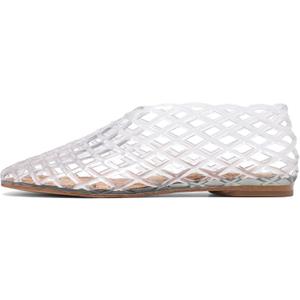 Molozoey Jelly Mesh Ballet Flats - Comfortable Clear Jelly Shoes, Adult Women's Closed Toe Flats Sandals