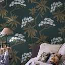 Pack of 2, CiCiwind Peel and Stick Wallpaper 16"×78.7" Brown and Green Contact Wallpaper Vintage Green Removable Self-Adhesive Plant Leaves Wall Paper for Walls Covering Bedroom Bathroom