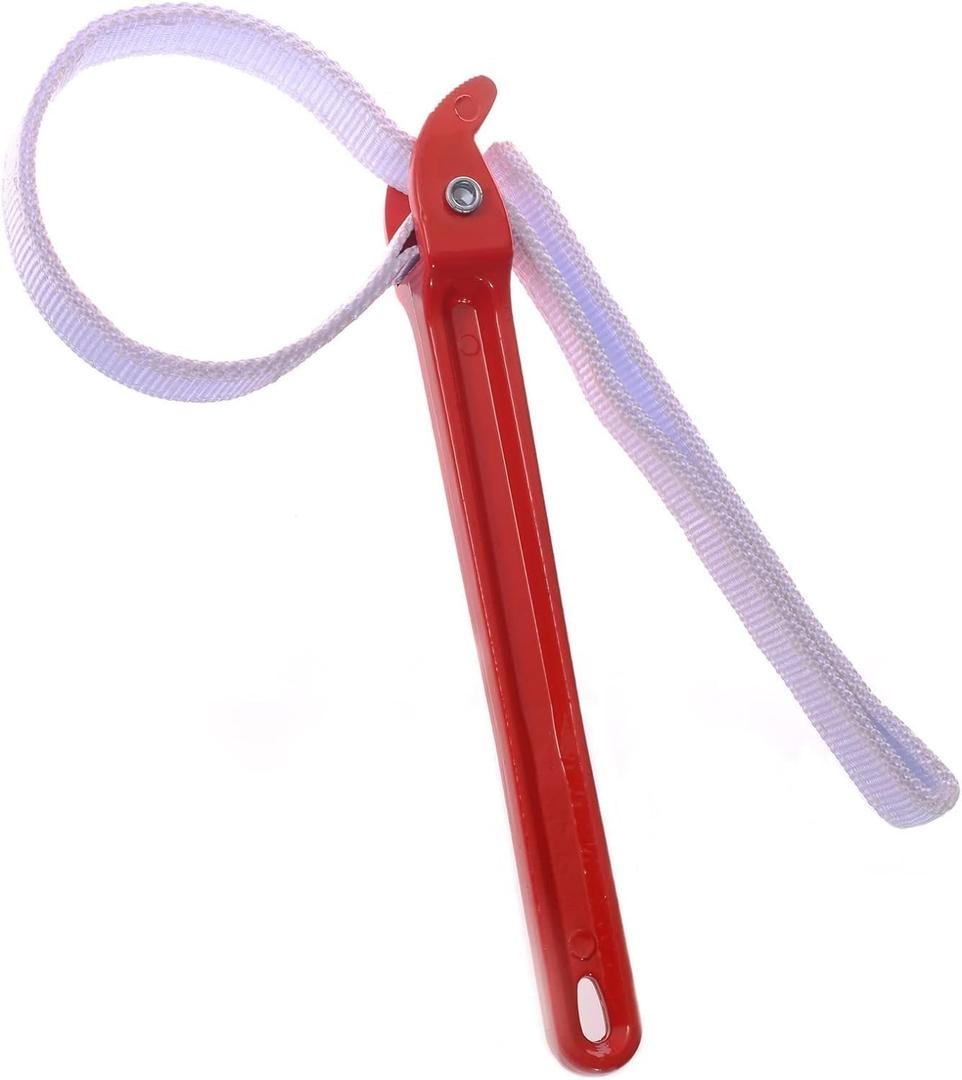 Strap Wrench 12" Handle Adjustable Nylon Strap Pipe Wrench Oil Filter Strap Opener Wrench Disassembly Tool Handle