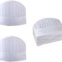 24 PCS Disposable Chef Hats Bulk Paper Bakery Hats for Cooking Baking Pizza Party White