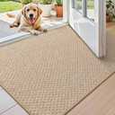 Color&Geometry Ultra Thin Indoor Door Mat Non Slip Rubber Backed Dirt Trapper 24"x36" (Rolled-up NO Creases), Rugs for Entryway, Front Door Mat Indoor Washable Low-Profile Entry Mat, Khaki