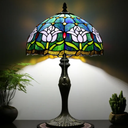 Tiffany Style Stained Glass Table Lamp 12 W x 19 H Inches Bedside Reading Decorative Light (Pink Tulip)