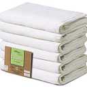 Eco Linen Soft Organic Bath Towels, Highly Absorbent Combed Cotton, Basic Bath Towel Collection, 24" x 48", Set of 6, White