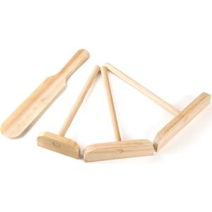 Fir Wood Pancake Spreader and Spatula Kit, 3 Size Batter Spreader and One 11.8" Spatula For Different Crepe Pans, Crepe Making Tools Suitable For Home Kitchen & Commercial Pancake Stall