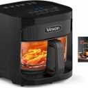 4.5QT Large Glass Air Fryer See-Through Glass Window, Non Toxic, 360 Hot Air and Auto Shut-Off for Crispy Food, Temperature Control Dishwasher Safe, 14"Dx11"Wx12"H