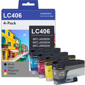 LC406 Ink Cartridges for Brother Printer(4-Pack) - Compatible Replacement for Brother LC406 Ink Cartridges LC406XL LC 406 406XL Ink MFC-J4335DW MFC-J5855DW MFC-J4535DW MFC-J6555DW MFC-J6955DW Printer LC406 Ink Cartridges for Brother Printer(4-Pack) - Compatible Replacement for Brother LC406 Ink Cartridges LC406XL LC 406 406XL Ink MFC-J4335DW MFC-J5855DW MFC-J4535DW MFC-J6555DW MFC-J6955DW Printer