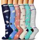 6 Pack Copper Compression Socks for Women and Men Circulation-Best Support for Medical, Running,Nursing,Athletic, L-XL