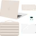 MOSISO Compatible with MacBook Air 13 inch Case M5 2026 M4 2025 M3 M2 2024-2022 A3449 A3240 A3113 A2681, Hard Case&Puffy Bag&Keyboard Cover&Webcam Cover&ScreenFilm for MacBook Air 13.6, Sand