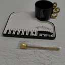 Creative Piano Coffee Mug Ceramic Tea Mug With Saucer and Spoon Coffee Mugs for Office and Home 6.5 oz/200 ml for Tea Latte Milk Holiday Gift (Black)