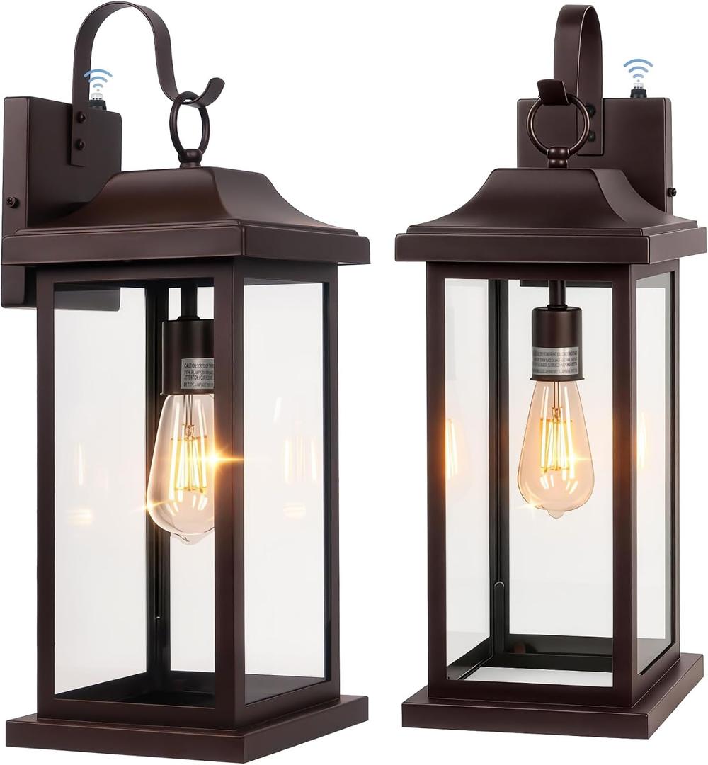 Extra Large 21 Inch Dusk to Dawn Outdoor Light Fixtures Bronze
2-Pack, Brown Porch Lights Outdoor Photocell Sensor, IP65 Waterproof Wall Mounted Lanterns, Vintage Outside Garage Lights