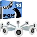 PGN Garage Door Rollers Replacement (10 Pack), Nylon Wheels, 6200-2RS Sealed Bearings, 4" Stem, Quiet & Heavy Duty Garage Door Rollers for Residential Doors