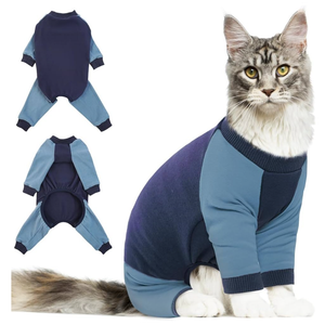 DENTRUN Cat Recovery Suit, Kitten Hair Sticky Onesie, Surgical Cone Alternative Shirts for Female Male Cat Recovery After Surgery, Cat Hair Spreading Prevent Clothes Pajama Apparel for Cats Only 2XL