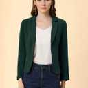 Allegra K Women's Dressy Casual Blazer Open Front Office Work Business Lightweight Crop Suit Blazers (Green, XL)
