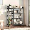 Storage Shelves, Adjustable 4-Tier Kitchen Shelves with 4 Wire Baskets, Kitchen Organizers and Storage, Metal Shelf Rack with Wheels for Garage, Pantry, Bathroom, Closet, House Warming Gifts New Home