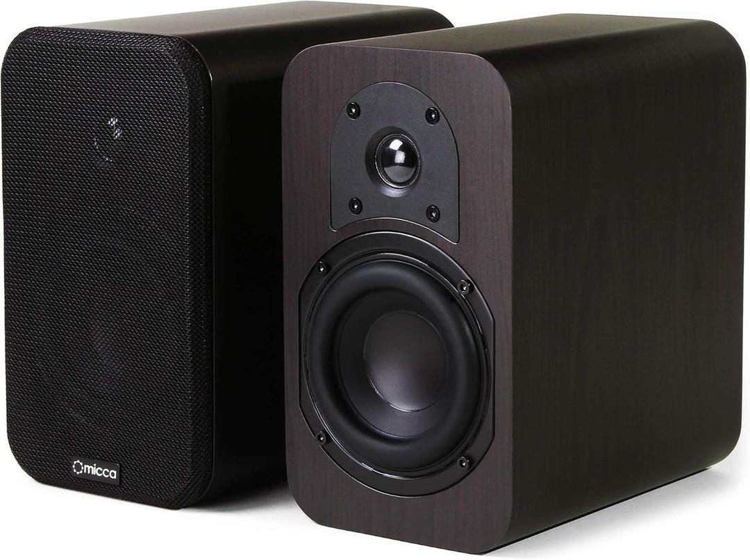 Micca RB42 Reference Bookshelf Speaker with 4-Inch Woofer and Silk Tweeter (Dark Walnut, Pair) 