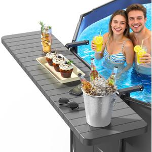 Pool Bar for Above Ground Pools, Stable Poolside Drink & Snack Table Supports Up to 110 lbs, Rust-Free ABS Poolside Bar Fits 4.4 Rails for Framed Round & Oval Pools, Ideal for Pool Parties