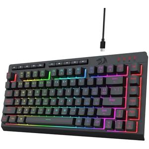 Redragon K524 Wired Gaming Keyboard, RGB Backlit, 75% Compact Quiet Membrane Keyboard with Programmable Macro and Multimedia Keys, Anti-ghosting, Spill Resistant for Win/MAC/PS/Xbox