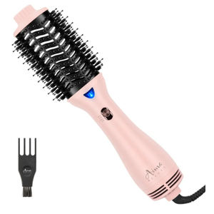 Aima Beauty Blow Dryer Brush - Ionic Ceramic Hot Air Brush for Frizz-Free Straightening & Voluminous Blowout, 2.3‘’/ 60mm Oval Barrel with Nylon Bristles, 360 Surrounded Vent, 3 Heat Settings, Pink