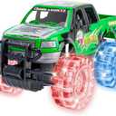 ArtCreativity Light Up Green Monster Truck, 1 Piece, 8 Inch Toy Monster Truck with Flashing LED Tires and Batteries, Push n Go Car Toys for Kids, Fun Gift for Boys and Girls Ages 3 and Up