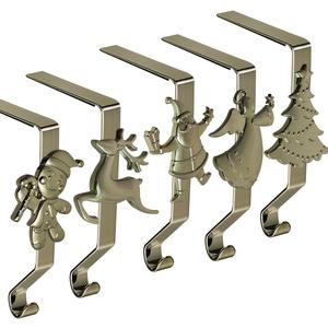 Stocking Holder for Mantle, Christmas Stocking Holders Set of 5, Reusable Christmas Stocking Hooks, No-Damage Xmas Hanger for Fireplace Mantle Grip Christmas Decoration Ornaments Hanging (Bronze)