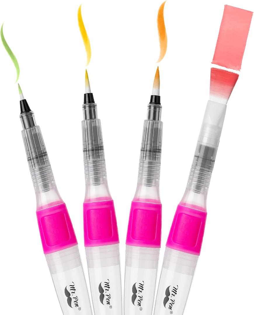 Mr. Pen- Watercolor Brush Pens, 4 pcs, Large Watercolor Brushes Set, Watercolor Pens for Adults, Water Brush Pen