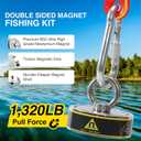 1320LBs Complete Magnet Fishing Kit | Double Sided Fishing Magnet Kit with Case | Includes Strong Neodymium N52 Magnets, Durable 65ft Rope, Carabiner, Gloves, Grappling Hook & Carry Case