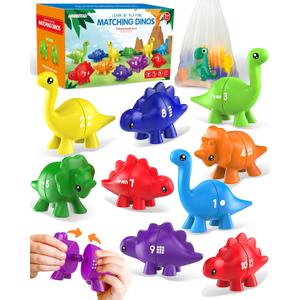 Number Dinosaur Toys for Kids 3-5, Montessori Educational Toys for 3 4 5 Year Old Boy Girl Gifts, Toddler Dino Travel Toy Preschool Learning Activities, Double Sided Dinosaurs Numbers Matching Game