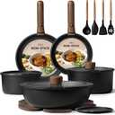 CAROTE 19pcs Pots and Pans Non Stick, Cookware Sets Detachable Handle, Induction Kitchen Pots and Pans,NonStick Cooking Set, Oven/Dishwasher/Fridge Safe, Space Saving (Black)