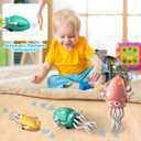 2 x Magic Dancing Octopus Toy - Smart Obstacle-Dodging Robot with LED Light Show & Music, USB Rechargeable Tummy Time Squid Toy for Babies | Electric Crawling Octopus | Interactive Gift for Kids 3+