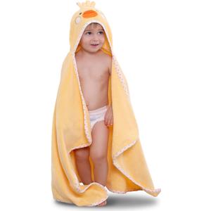 Hooded Towel for Kids 100% Cotton Ultra Soft with Unique Animal Design Large for Infants 3-10 Years (Chick)