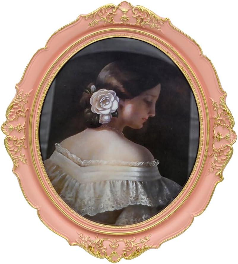 Kaolituis 10x12 Picture Frame Baroque Oval Frame 10 x 12 Wedding Picture Frames Fit Picture 10 by 12 in Gold for Wall and Tabletop Display (Ballet Pink 10x12)