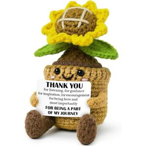 2 x Thank You Gifts for Women - Galentines Valentines Gifts for Coworkers, Boss, Manager, Office, Teacher, Nurse - Emotional Inspirational Positive Sunflower Support Crochet Doll