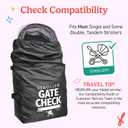 J.L. Childress Gate Check Bag for Single & Some Double Strollers - Travel Bag for Airplane, Fits Most Standard Baby Strollers, Airport Accessories Gate Check, Flying Essentials - Black