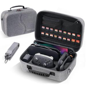 [Upgraded Compact]Carrying Case for Nintendo Switch 2 All in One Case with Dock, Hard Shell Portable Travel Carry Bag for Switch 2, Pro Controller, 18 Game Cards and Other Accessories (Grey)