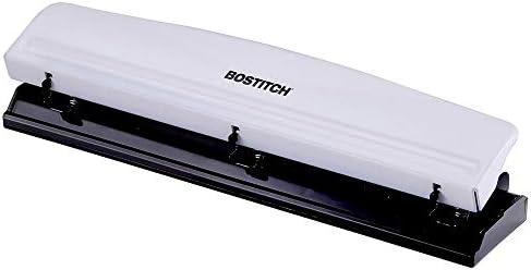 Bostitch Office Premium 3 Hole Punch, 12 Sheet Capacity, Metal, Rubber Base, Easy-Clean Tray, White (KT-HP12-WHITE)