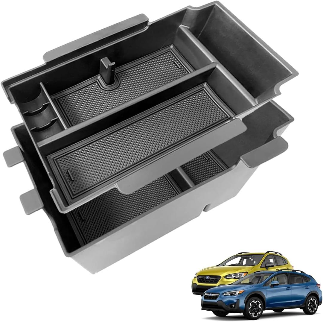 2024 2025 2026 Crosstrek Center Console Organizer Tray for 2024 2025 2026 Subaru Crosstrek Hybrid 2024 Impreza Center Armrest Storage Box for Crosstrek 2024 Accessories Storage Box Double Layer