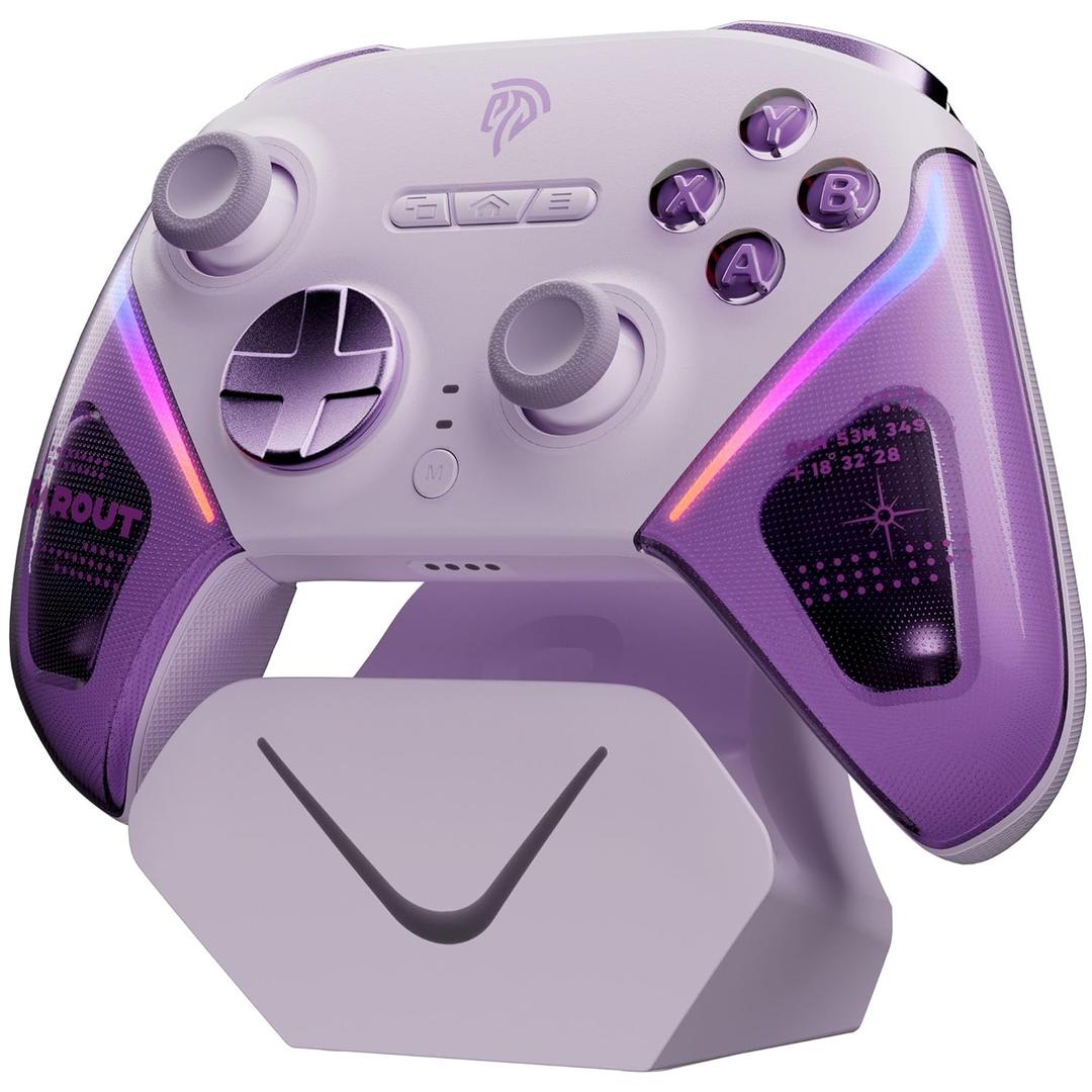 EasySMX D10 PC Controller - Elite Wireless Bluetooth Pro Controller with TMR Joystick, Dual-Mode Triggers & Full Mechanical Buttons, 1000Hz Polling Rate, RGB Lighting for PC/Switch/Android/iOS (Purple)