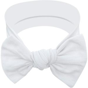 Baby Girl Headbands-Infant,Toddler Cotton Handmade Hairbands with Bows Child Hair Accessories (White)