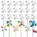 24-Pack Blank DIY Paper Pinwheels for Kids - Summer Craft Kit for Boys & Girls, School Group Activities, Daycare, Home Art Projects - White Unfinished Pinwheels for Graffiti, Coloring & Party Fun