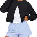 Trendy Queen Cropped Cardigan Sweaters for Women Lightweight Cropped Y2k Fall Outfits Spring Fashion Clothes 2026, Size S