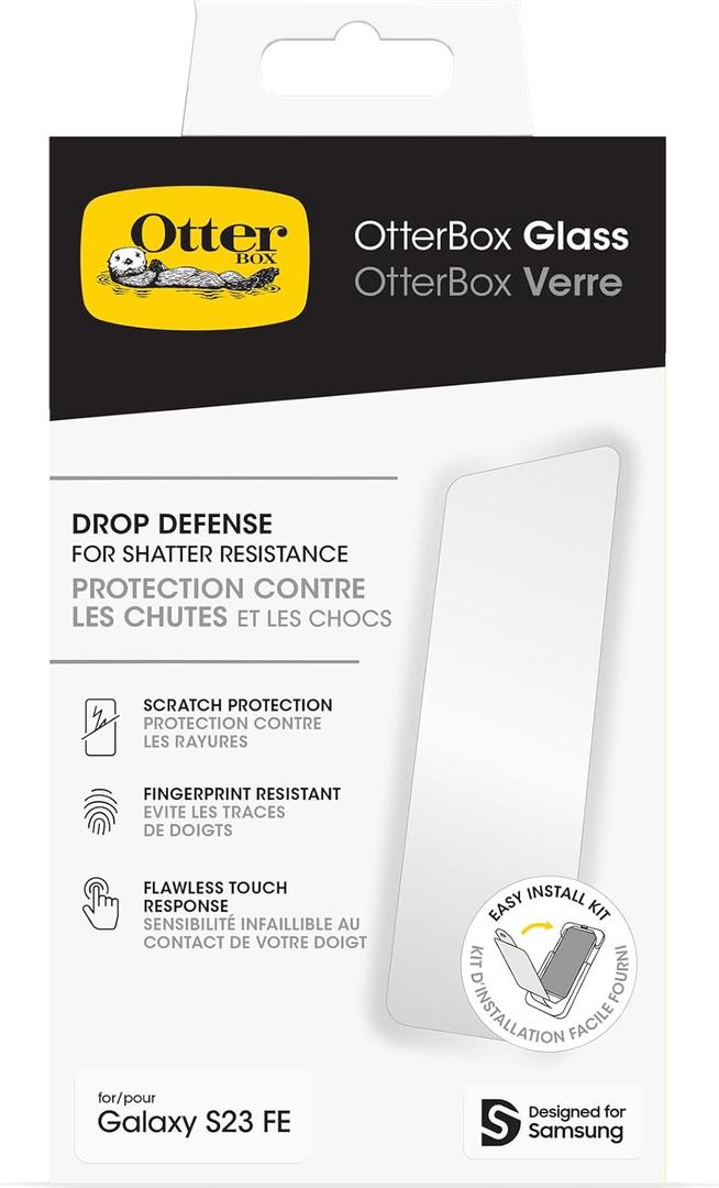 OtterBox Galaxy S23 FE Glass Screen Protector, scratch protection, flawless clarity, fingerprint resistant