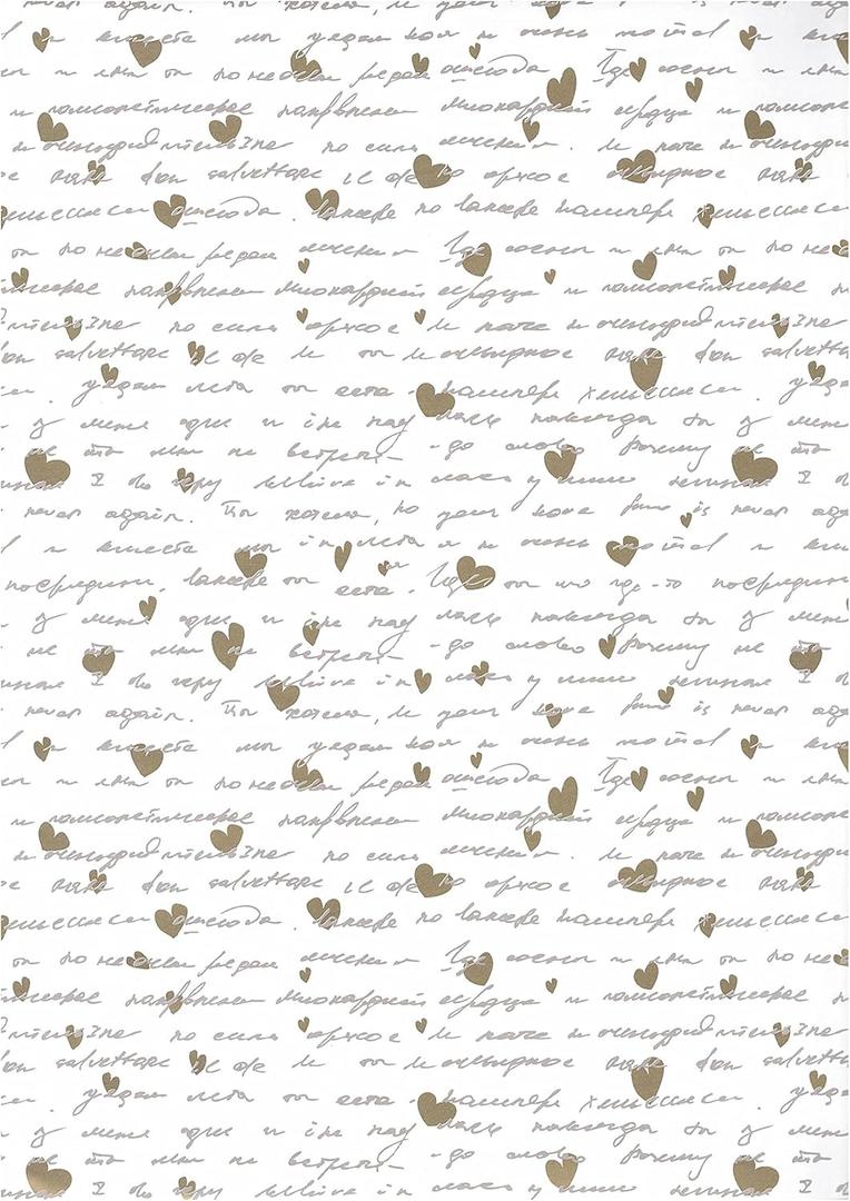 Arkamii Premium Wrapping Paper Set of 4 Sheets Size 34 x 25 inch White Heart Wedding Valentine (18-8995)