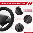 D Shaped 14.5-15 Inch Steering Wheel Cover, 3D Honeycomb Anti-Slip Design with Great Grip, Flat Bottom Comfy Car Steering Wheel Protector (Black)