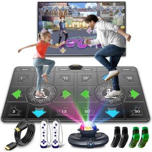 FWFX Dance Mat for Kids & Adults, Interactive TV Fitness System for Family, Double Dance Mat