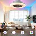 22" Bladeless Ceiling Fans with RGB Light Remote/APP Control Walnut, Large
