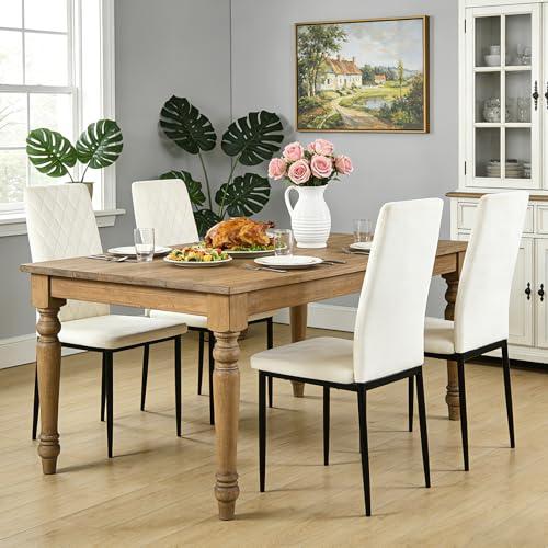 Lightdot Dining Chairs Set of 4, Moden Kitchen Table Chairs with Mental Legs and Padded Seat for Dining Room/Kitchen/Living Room/Restaurant, Beige
