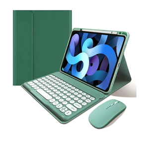 KMXDD Keyboard Case Mouse Compatible with iPad Air 11 inch M2/ iPad Air 5th 4th Generation 10.9”, iPad Pro 11" 4th 3rd 2nd 1st Gen Keyboard Case Color Keys Removable Keyboard (Dark Green)