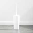 mDesign Slim Plastic Toilet Bowl Brush and Holder Set, Modern Compact Storage Organizer Cleaner Scrubber for Toilet - Heavy Duty Cleaning Plunger for Bathroom, Aura Collection - White