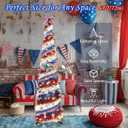 HMASYO 4th of July Decorations 6 FT Pop Up Patriotic Tinsel Tree with 100 Timer Lights – USA 250th Anniversary Decorations Merchandise Collapsible Pencil Tree for Home Office Independence Day Decor