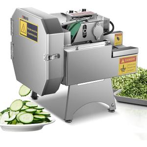 TERUISI Commercial Vegetable Chopper, 200W Electric Vegetable Cutter, Industrial Slicer Stainless Steel Onion Chopper with Conveyor Belt, 2-20mm Adjustable Thickness for Veggie Tomato Lemon Potato